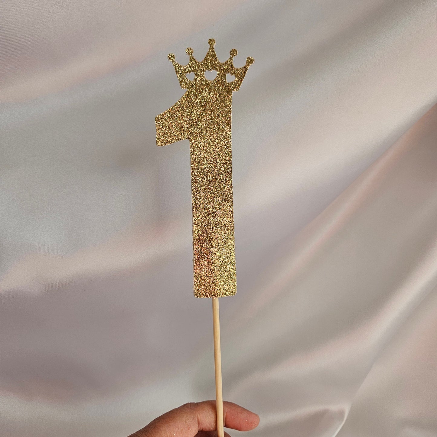 Set of 6 Number 1 Crown Toppers – Glitter Party Decor