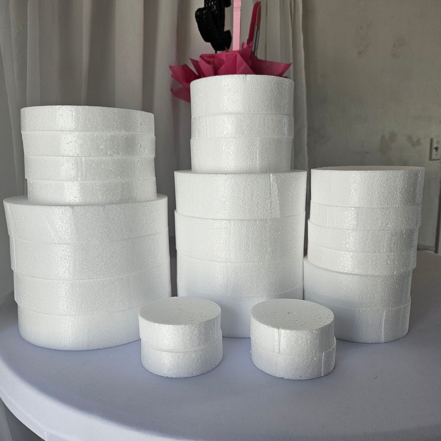 Foam Cake Dummy - Round Styrofoam Base for Cakes & Crafts Set of 4