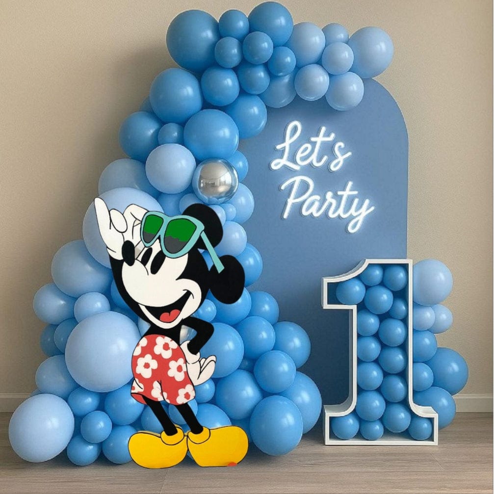 Handmade painted Mickey Retro Pool foam cutout, sized 12 to 48 inches. Perfect for nostalgic and fun birthday party decorations.