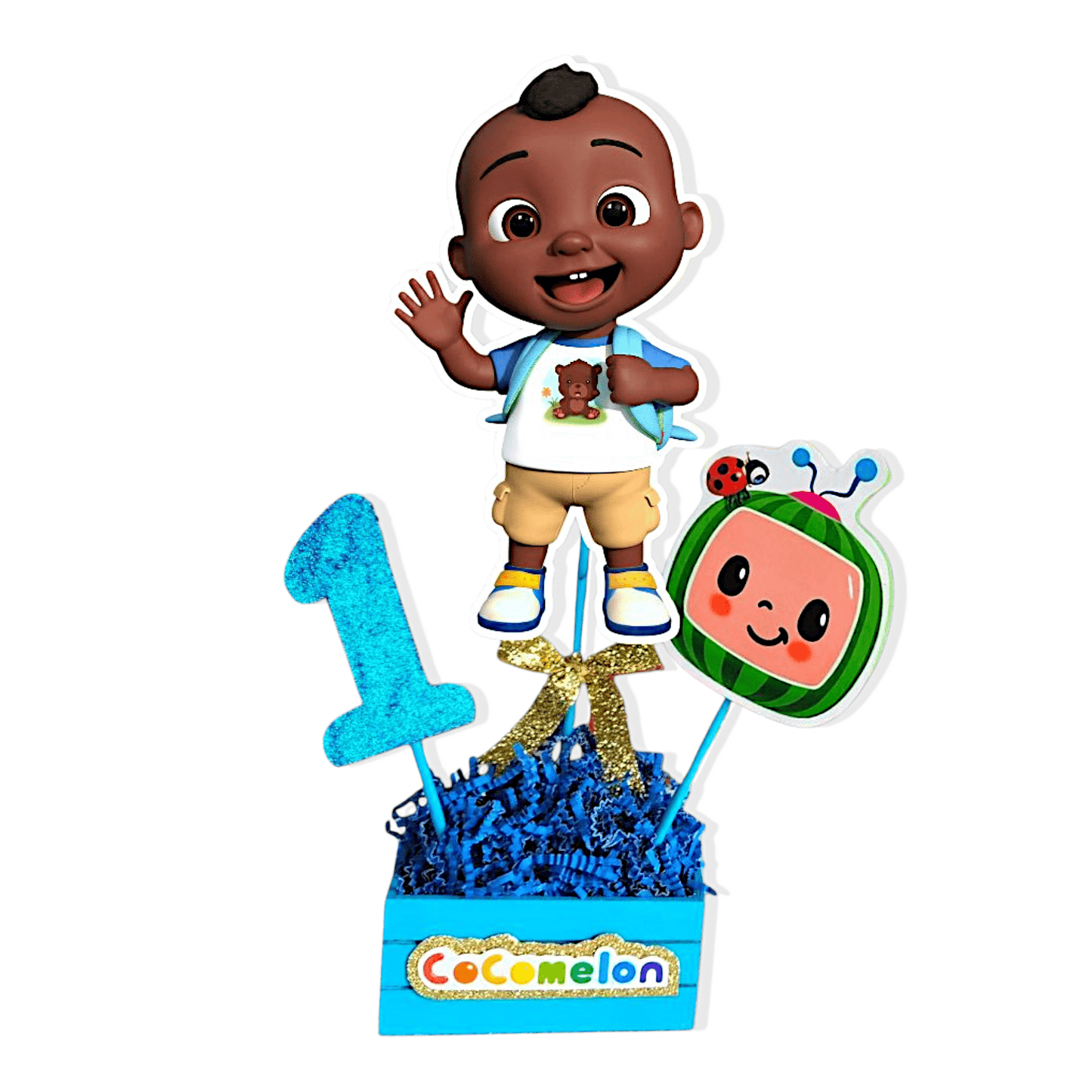 African American JJ Cocomelon custom cutout for birthday party, personalized centerpiece for themed table decor