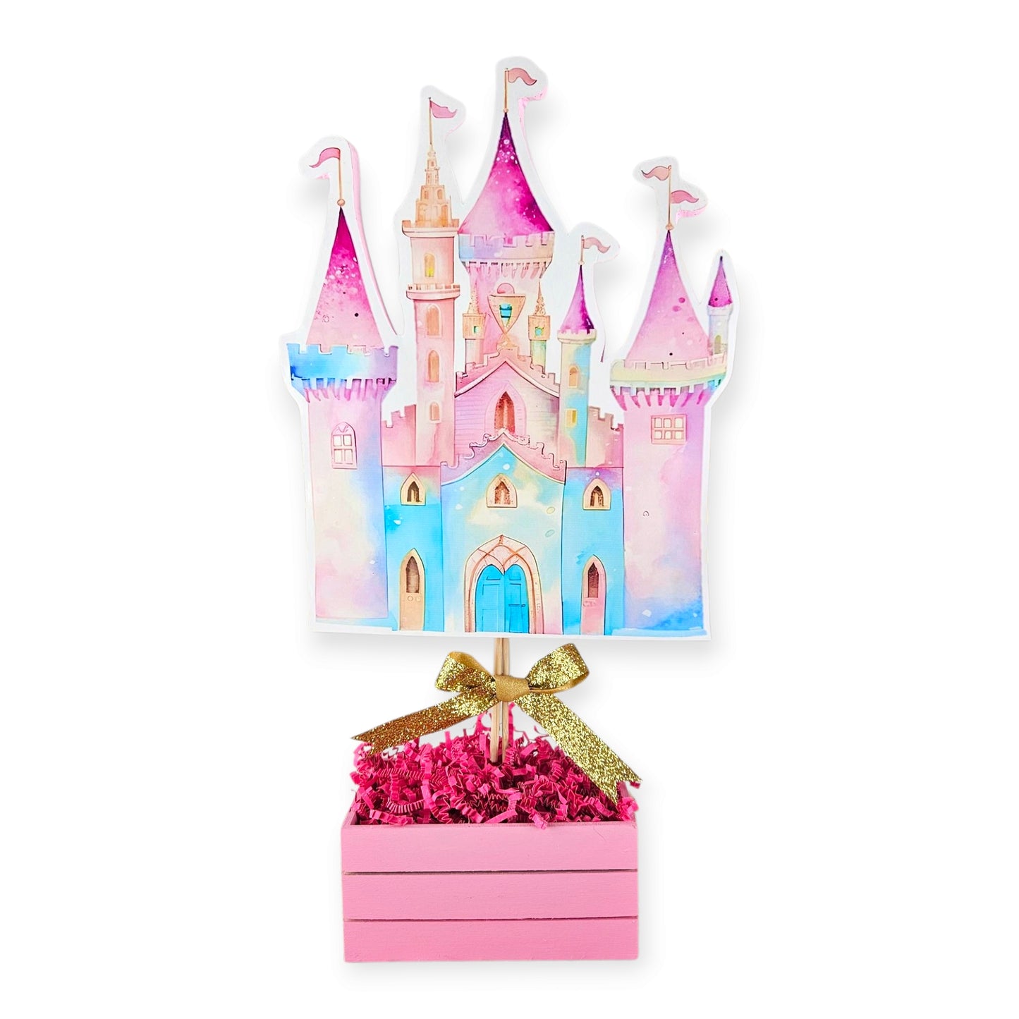 Princess castle centerpiece for girls' birthday parties, baby showers, or royal-themed events