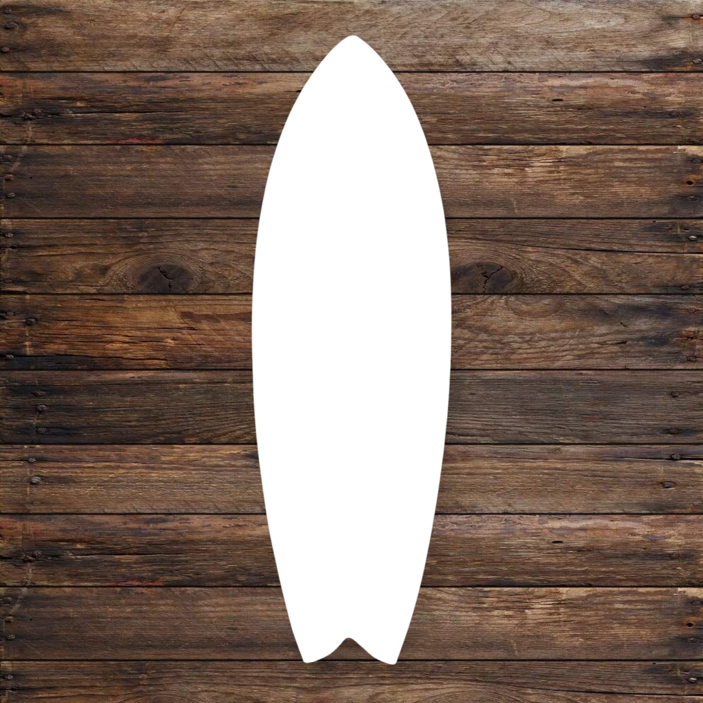 Unpainted surfboard foam cutout for DIY crafts and beach-themed party decor.