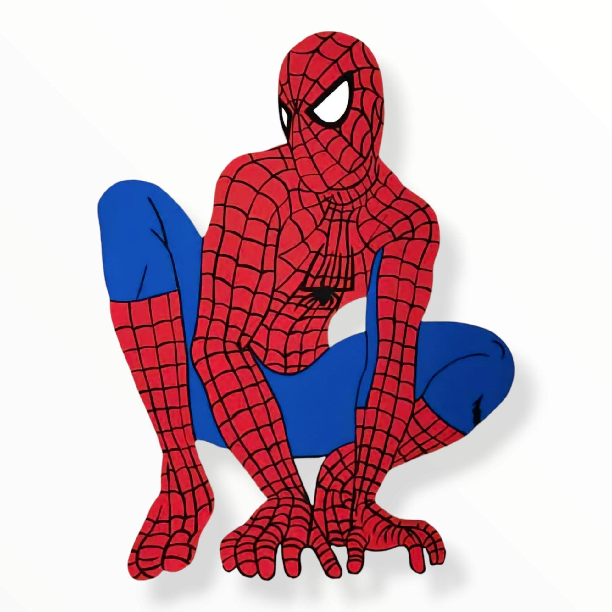 Detailed Spiderman foam cutout, handmade and painted, ideal for adding a vibrant superhero touch to kids' party celebrations.