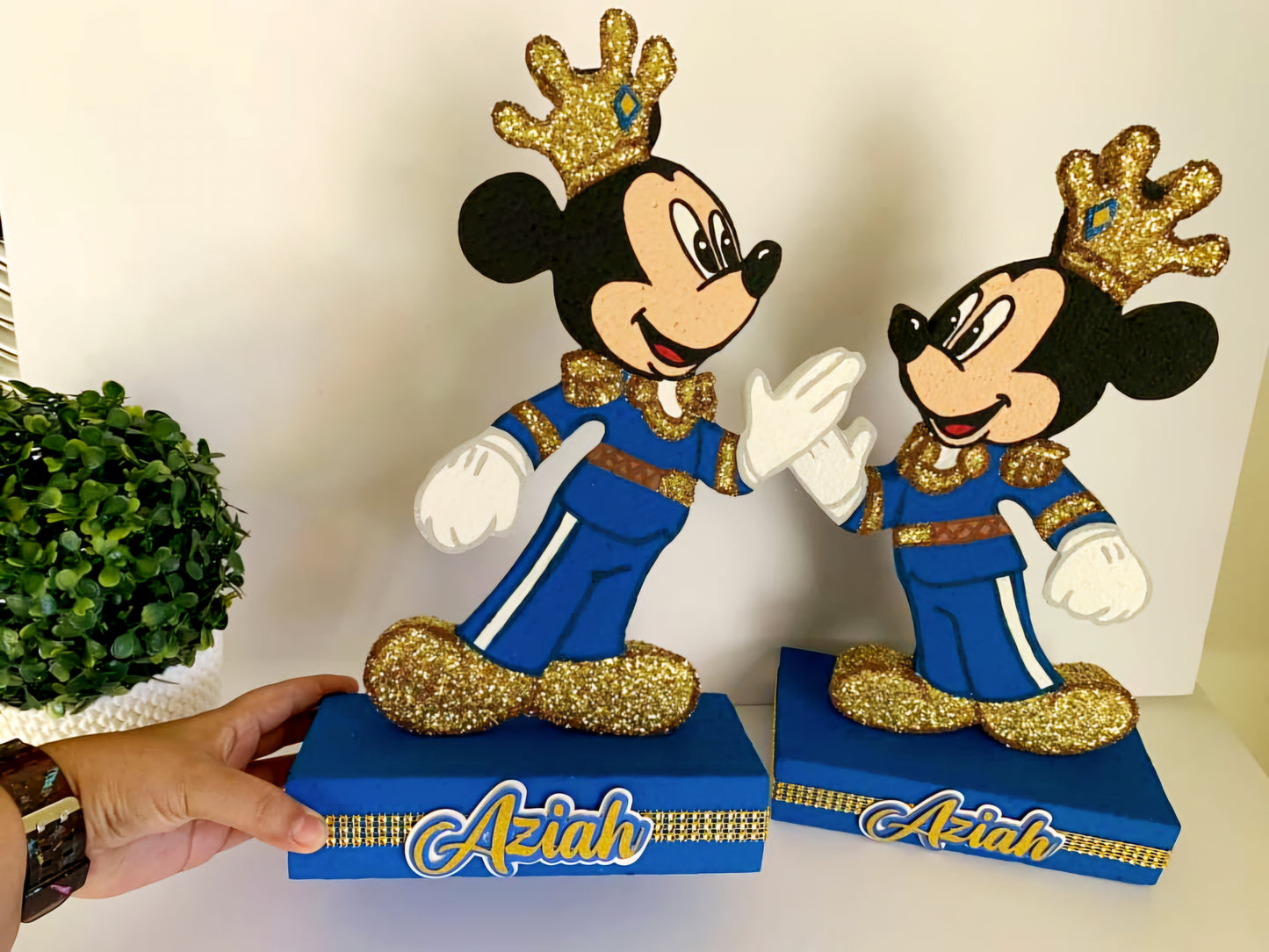 ONE 1 Handmade Mickey Royal Foam Centerpiece – Customizable Table Party Decoration with name 18 inch high