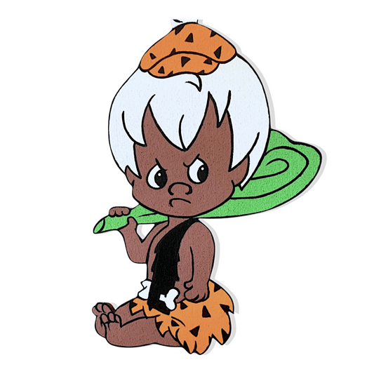 African American Bam Bam Flintstones centerpiece, custom party table cutout for prehistoric birthday decoration