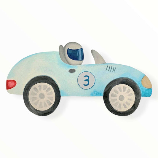 Racing car foam cutout, handmade in various sizes, ideal for kids’ party decorations and celebrations