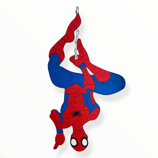 Handmade Spiderman foam cutout character, available in sizes 12 to 48 inches, perfect for superhero-themed birthday parties