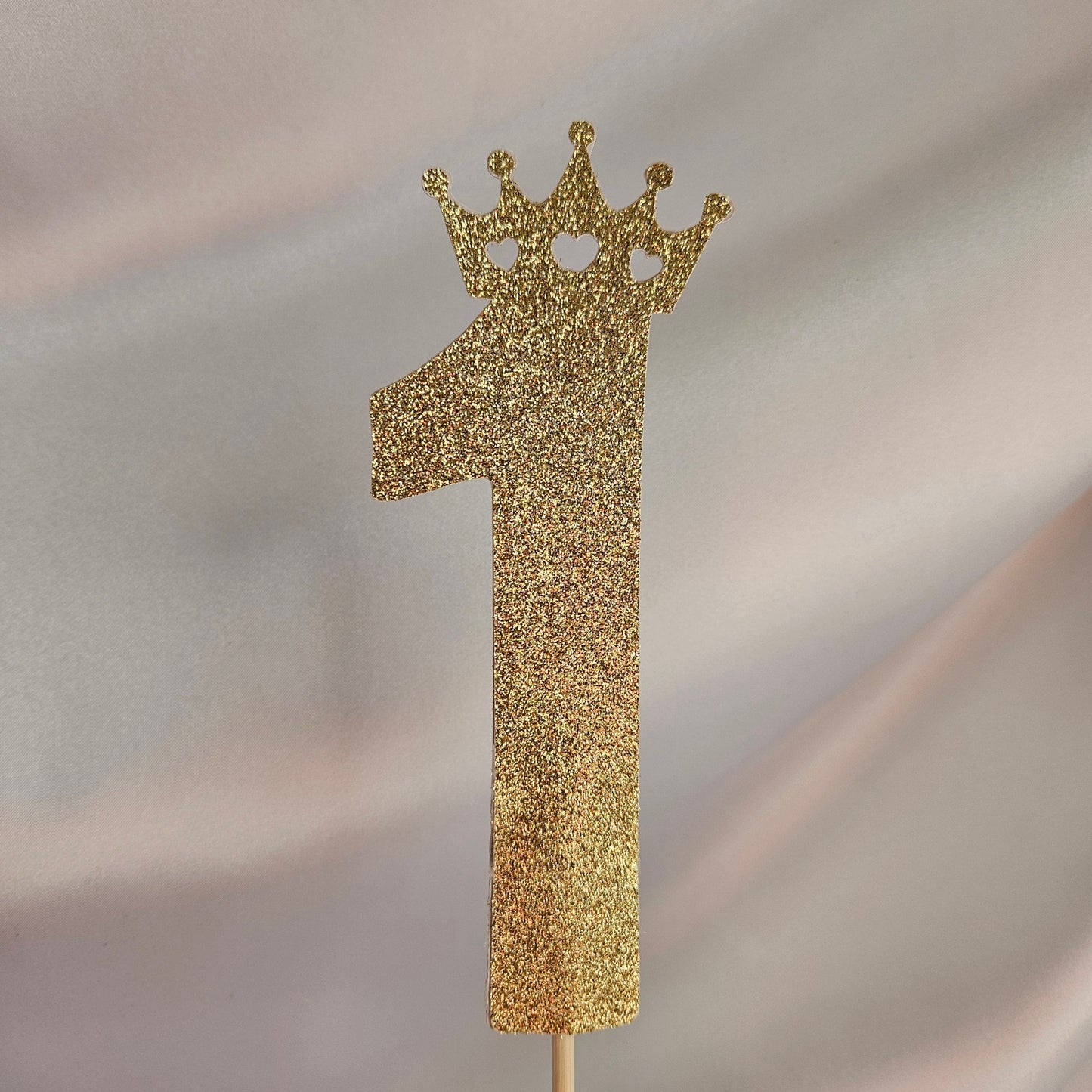 Set of 6 Number 1 Crown Toppers – Glitter Party Decor