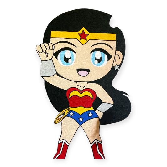 Wonder Woman Handmade Foam Cutout – Painted Superhero Decoration for Birthday Displays