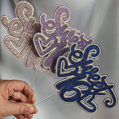 Blue Sweet 16 Cake Topper, w Glitter Layers - Elegant Birthday Table Party Decoration