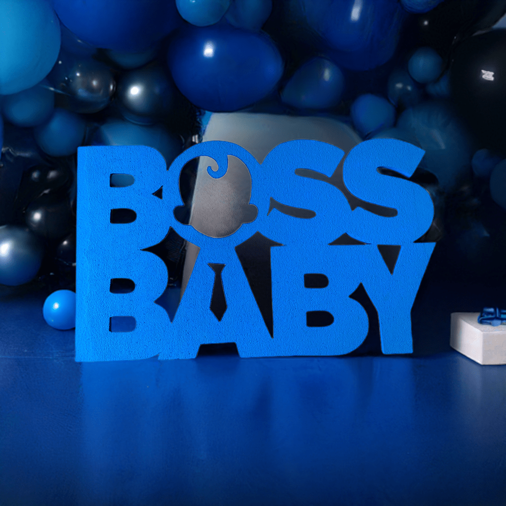 Custom Boss Baby themed name letters on foam, 3 feet wide, perfect for birthday party backdrop or table display