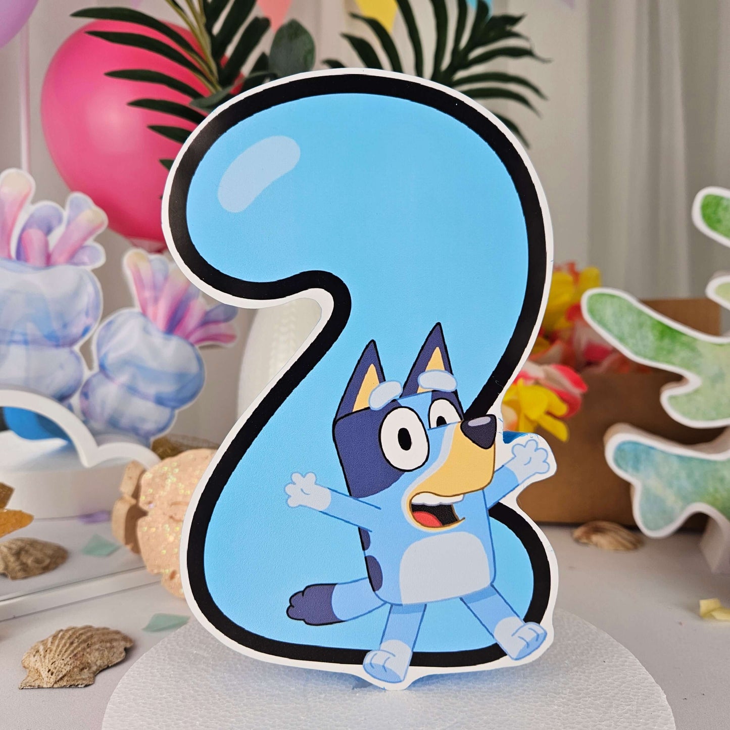 Personalized Bluey foam cutout with birthday number display