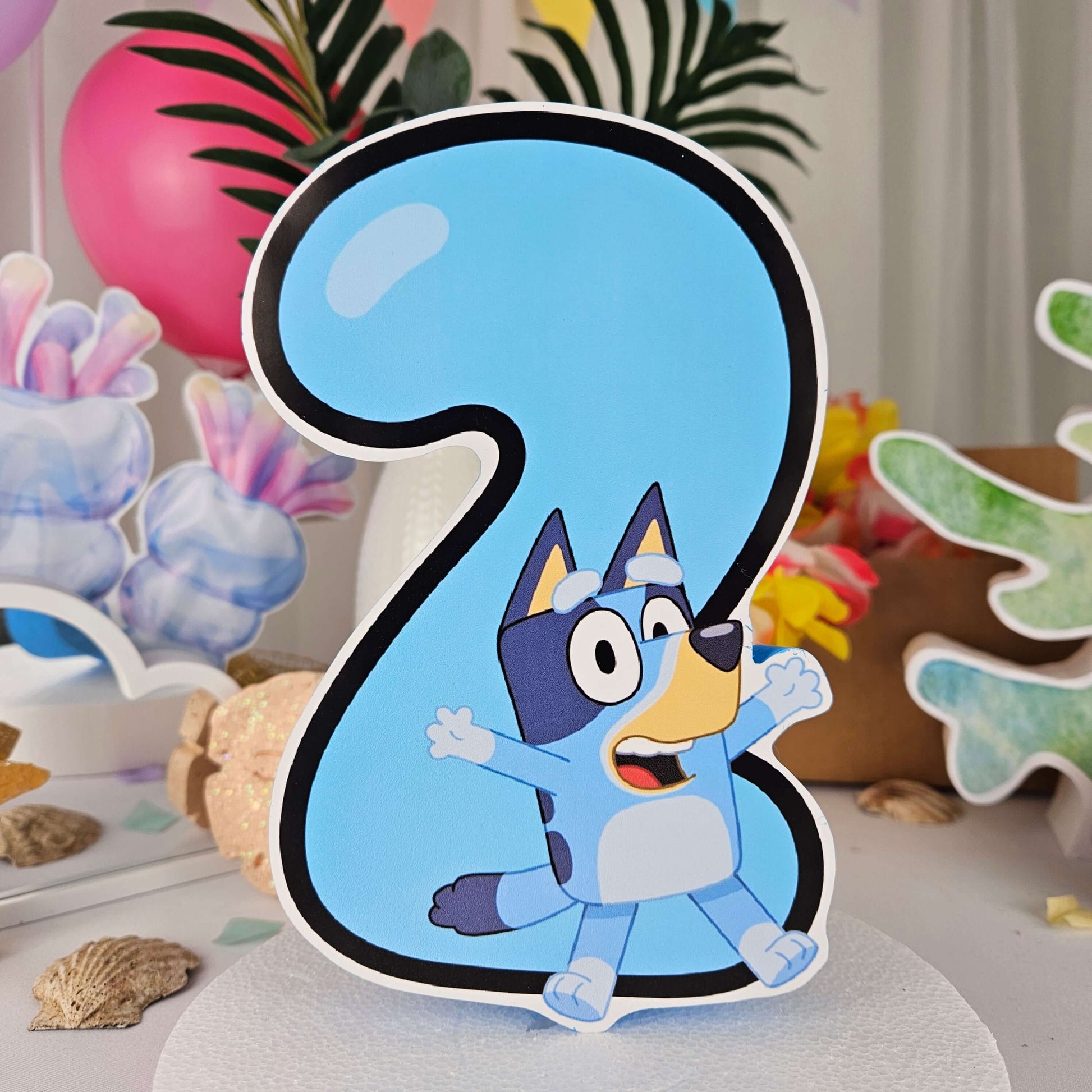 Personalized Bluey foam cutout with birthday number display