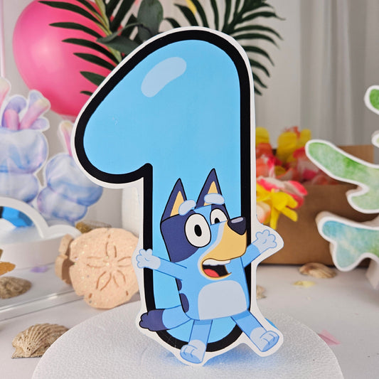 Bluey foam cutout with number for birthday decoration