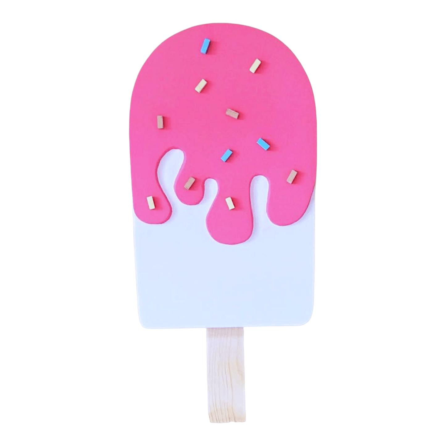Vibrant handmade ice cream cone foam cutout with bright colors, sized between 12 and 48 inches