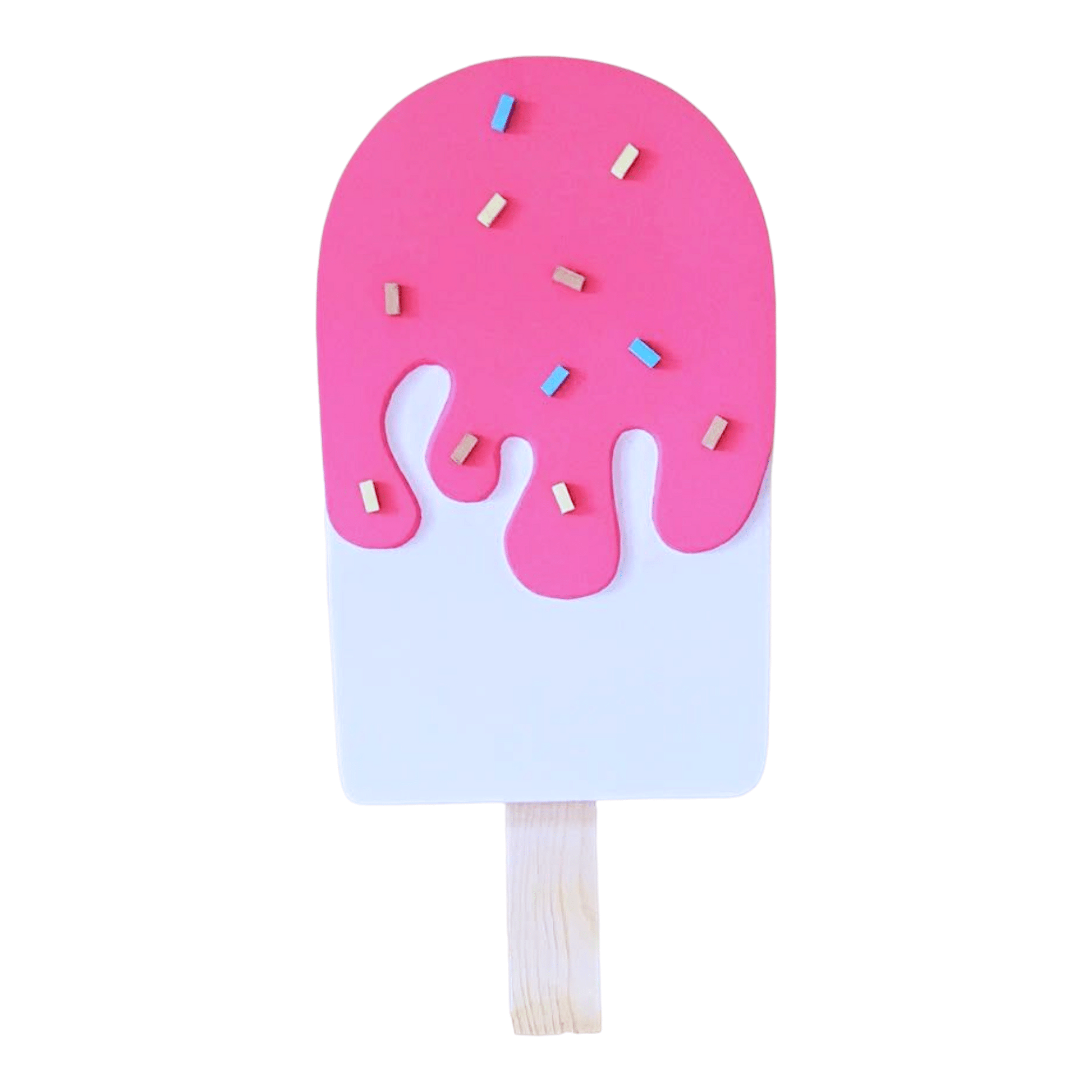 Vibrant handmade ice cream cone foam cutout with bright colors, sized between 12 and 48 inches