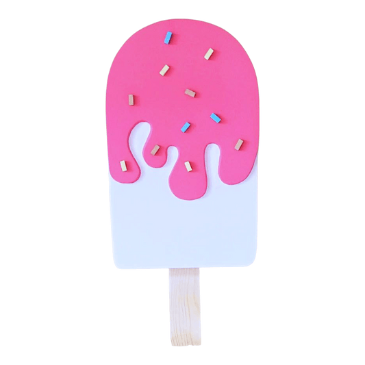 Vibrant handmade ice cream cone foam cutout with bright colors, sized between 12 and 48 inches
