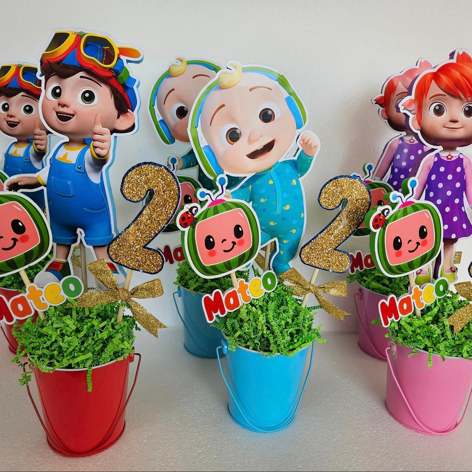 color centerpieces cocomelon logo customizable centerpiece name age