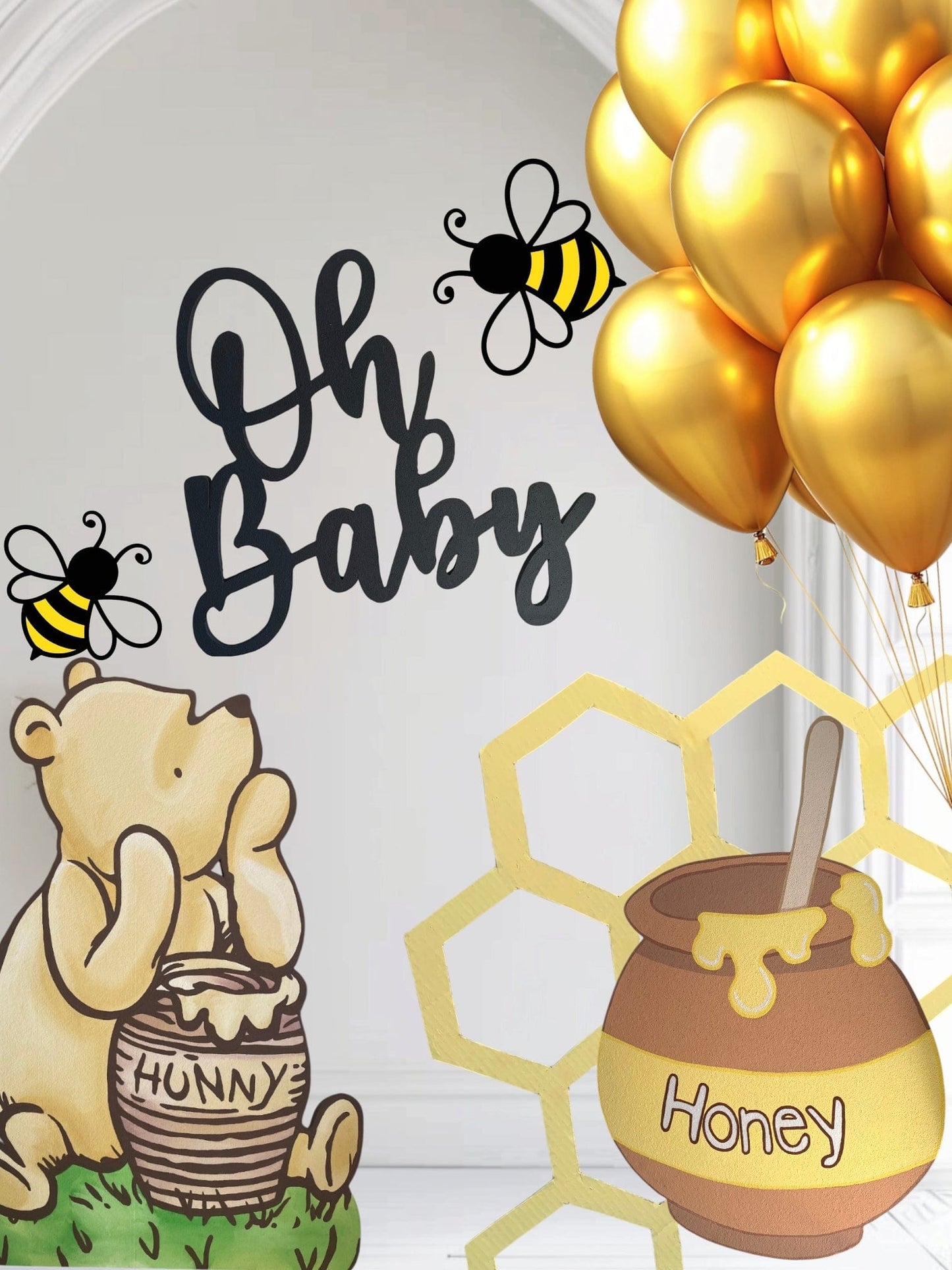 Winnie the Pooh Bee Hive Decoration – Customizable Baby Shower Cardboard