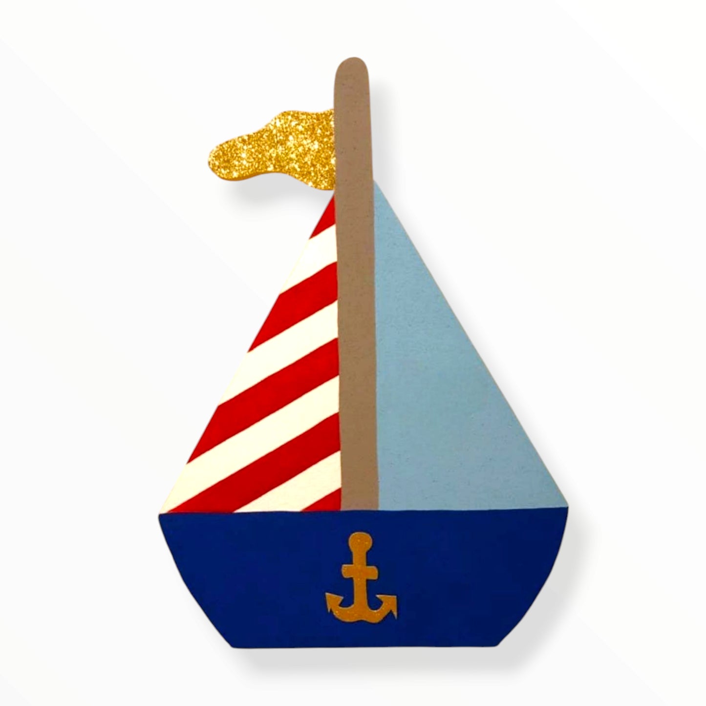 24-inch tall painted foam boat cutout with no glitter for nautical party decor