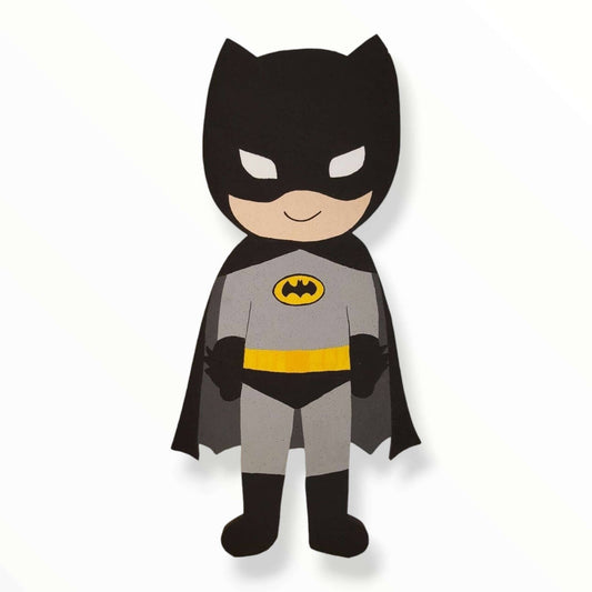 Handmade Batman foam cutout character, available in sizes 12 to 48 inches, perfect for kids’ superhero birthday parties