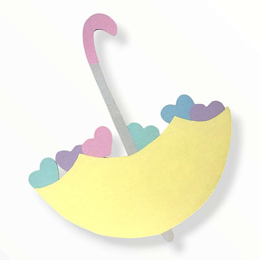 Handmade Rain of Love umbrella foam cutout character, available in sizes 12 to 48 inches, perfect for romantic and birthday party decorations