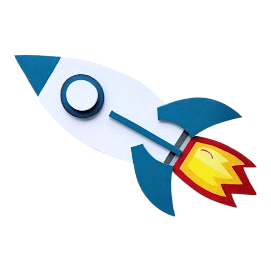Large foam rocket ship cutout, 36 inches tall, handcrafted for outer space party décor and photo booths
