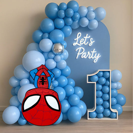 Handmade painted Spiderman foam cutout, available in sizes 12 to 48 inches. Perfect for superhero-themed parties and kids’ birthday decorations.