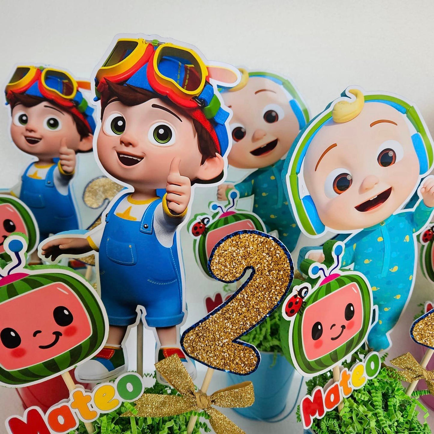 cocomelon birthday decoration Personalized Cocomelon JJ foam centerpiece holding number, perfect for toddler birthday party