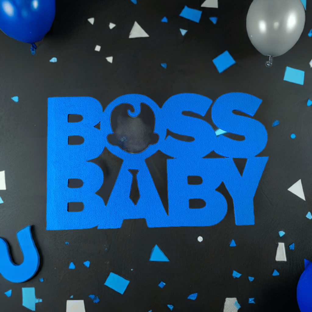 Large custom foam letters in Boss Baby theme, 3 feet wide, for birthday party name display or photo booth backdrop