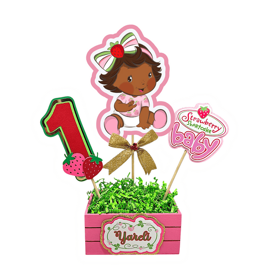 African American Strawberry Shortcake centerpiece for birthday table
