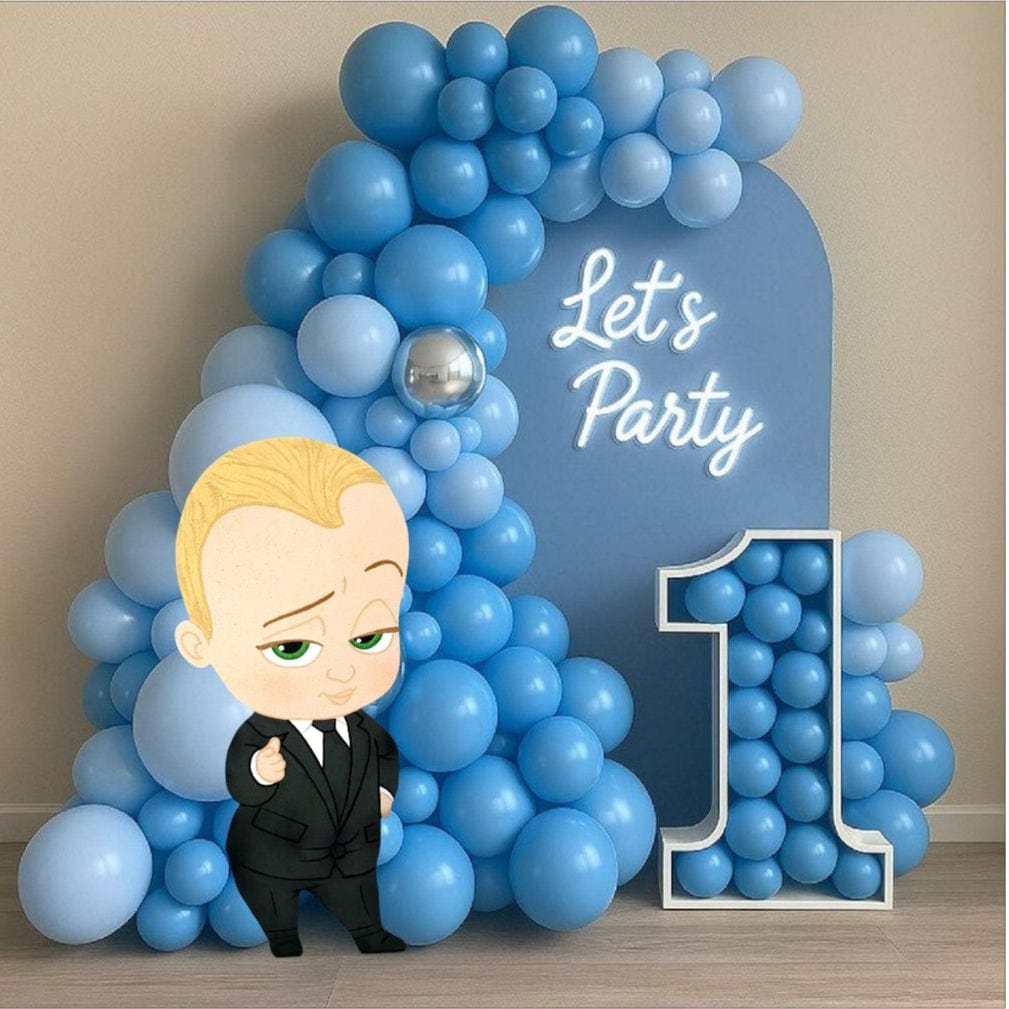 Boss Baby themed party decoration with painted back and edge


