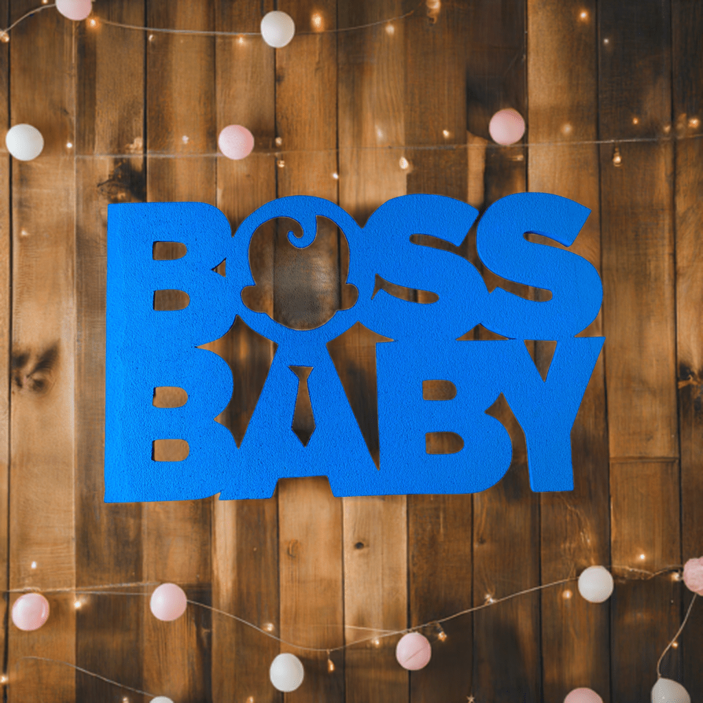 Handmade 3 ft wide Boss Baby logo-style foam name letters, ideal for baby shower or first birthday decoration