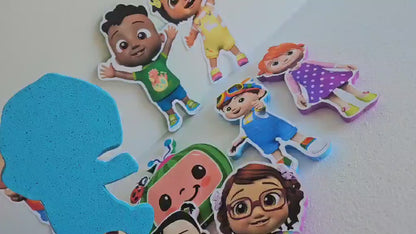 Personalized Cocomelon JJ foam cutout for toddler birthday kids party table decor