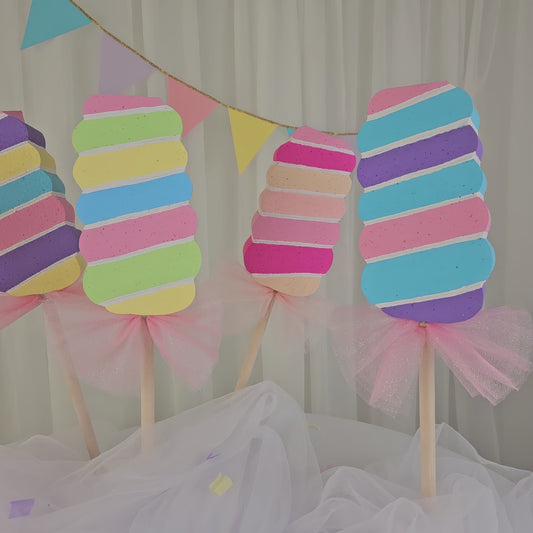 Swirl stick pop foam decoration for birthday party