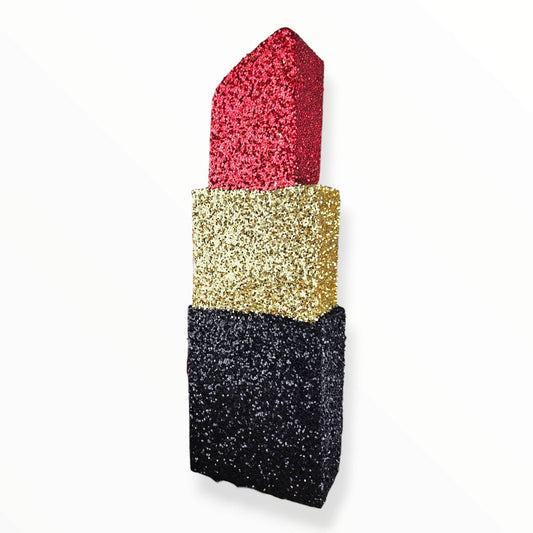Red gold black lipstick centerpiece cutout for party decoration, 11 inches tall