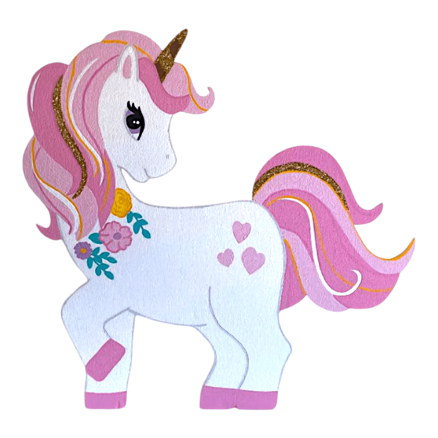 Handmade unicorn foam cutout in pastel rainbow colors – perfect for birthday party decoration and magical photo backdrops