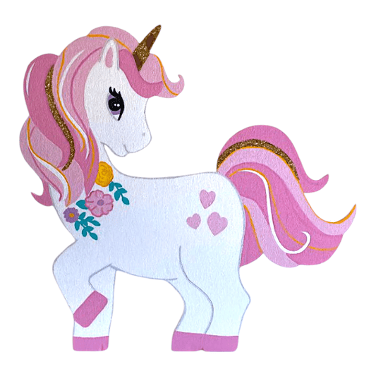 Handmade unicorn foam cutout in pastel rainbow colors – perfect for birthday party decoration and magical photo backdrops