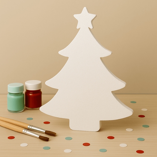 Unpainted Christmas tree foam cutout for DIY holiday crafts