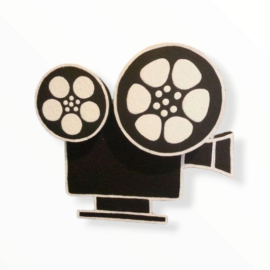 Vintage camera cutout prop for retro-themed quinceañera or photo booth decoration